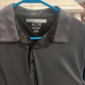 Men's Greg Norman, black and fine white print Golf shirt